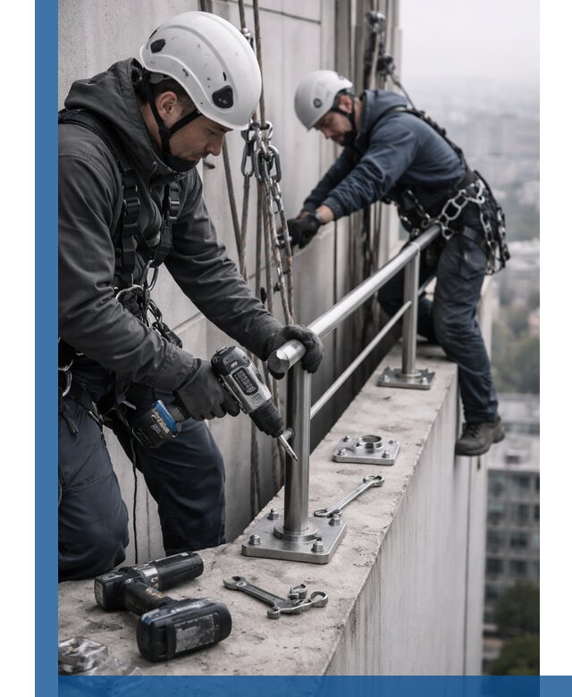 Монтаж перил на высоте в Красноуфимске для жилых и промобъектов