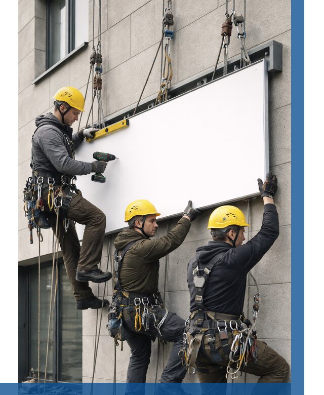 Монтаж рекламной вывески в Красноуфимске от 8126 р. | ВЫСОТНИК-Крф