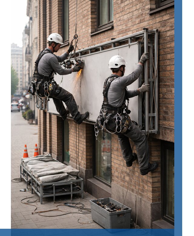 Демонтаж рекламной вывески в Красноуфимске от 6602 р. | ВЫСОТНИК-Крф