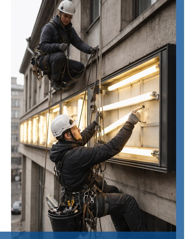 Замена ламп в вывеске в Красноуфимске под ключ от 3555 р. | ВЫСОТНИК-Крф