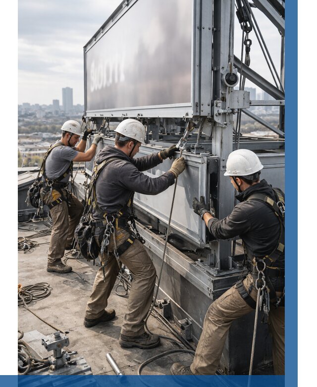 Монтаж крышной рекламной конструкции в Красноуфимске от 60942 р.|ВЫСОТНИК-Крф