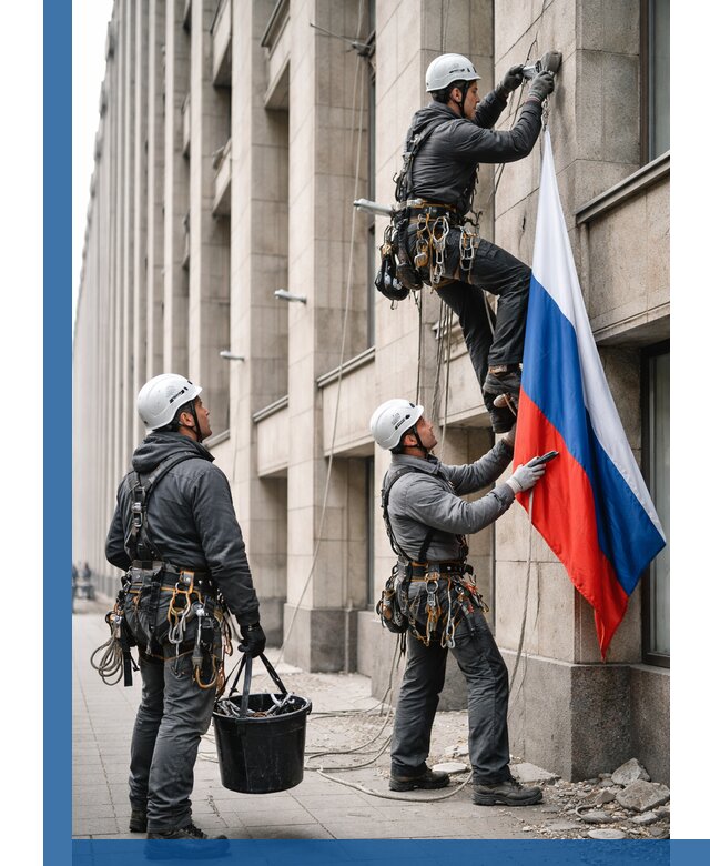 Профессиональная установка флагов на фасаде в Красноуфимске