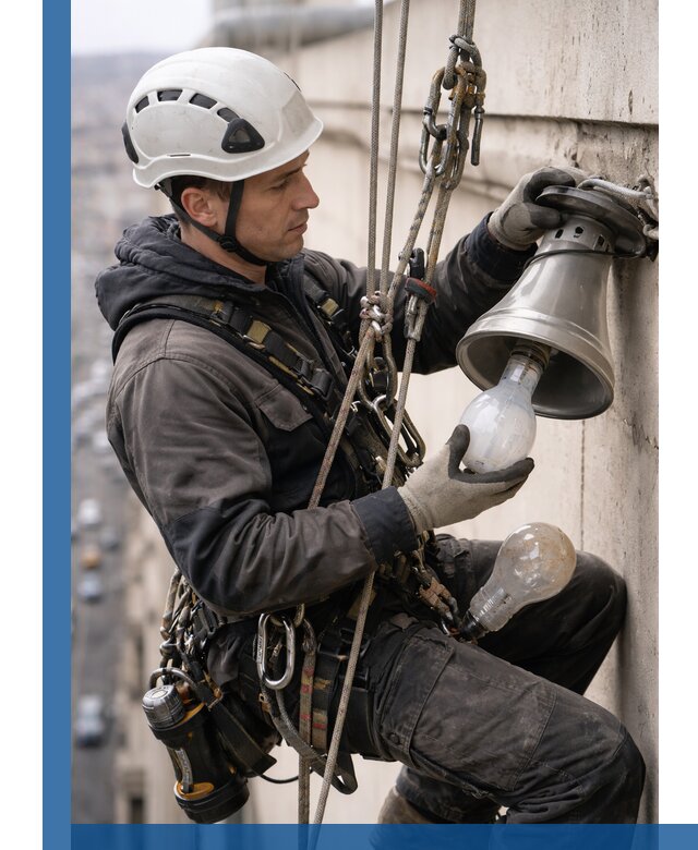 Замена ламп на высоте в Красноуфимске профессионально и быстро