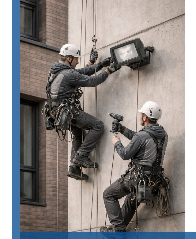 Профессиональный монтаж фасадных прожекторов в Красноуфимске под ключ