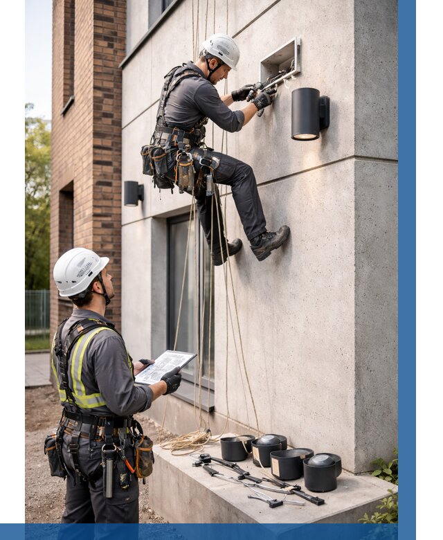 Монтаж фасадного освещения в Красноуфимске от 2539 р. | ВЫСОТНИК-Крф