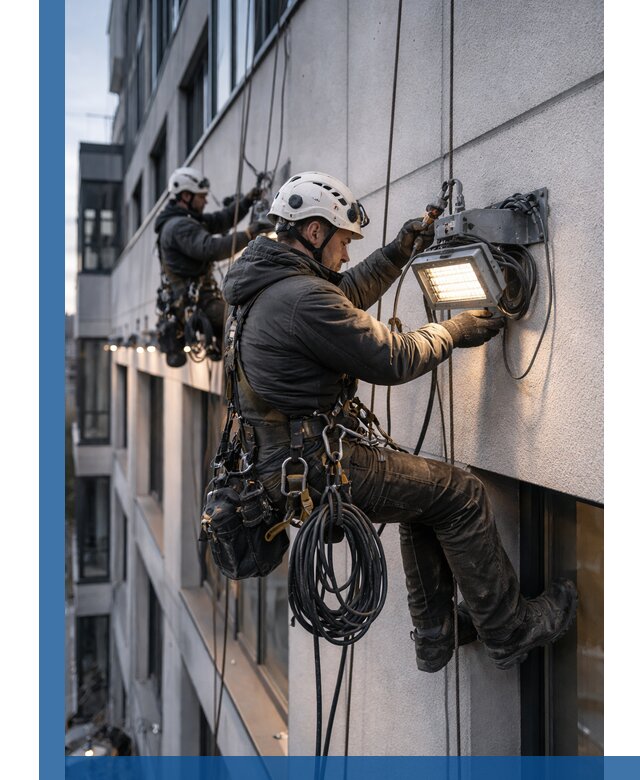 Монтаж фасадного освещения в Красноуфимске установка и подключение