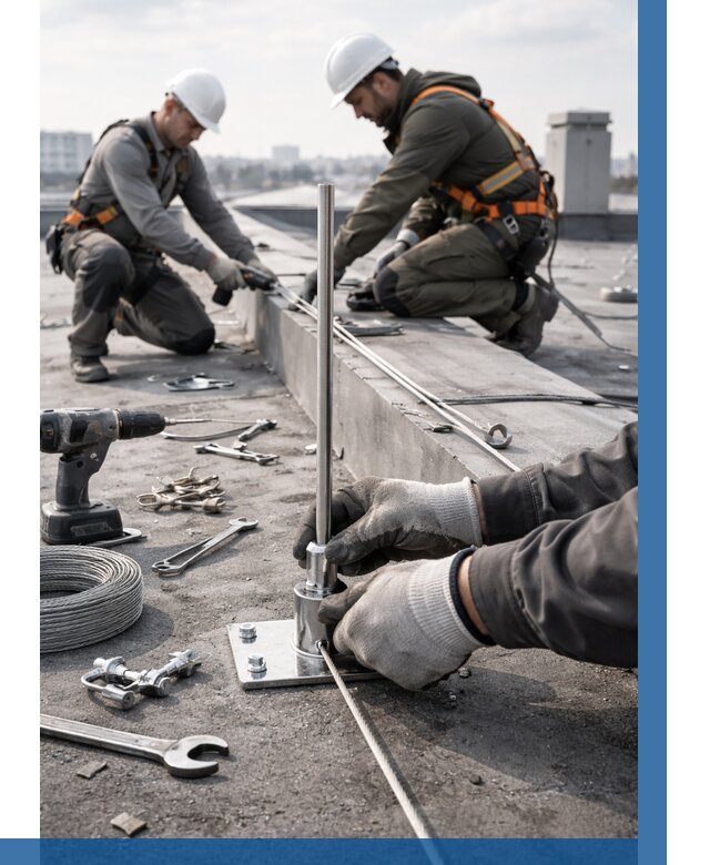 Монтаж молниезащиты на кровле в Красноуфимске цена от 25393 р. | ВЫСОТНИК-Крф