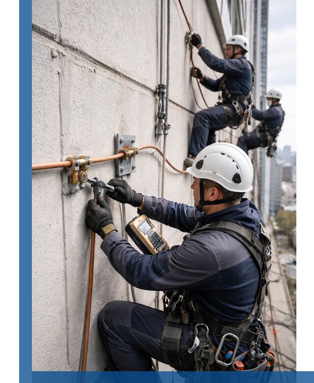 Монтаж системы заземления здания и молниезащиты в Красноуфимске