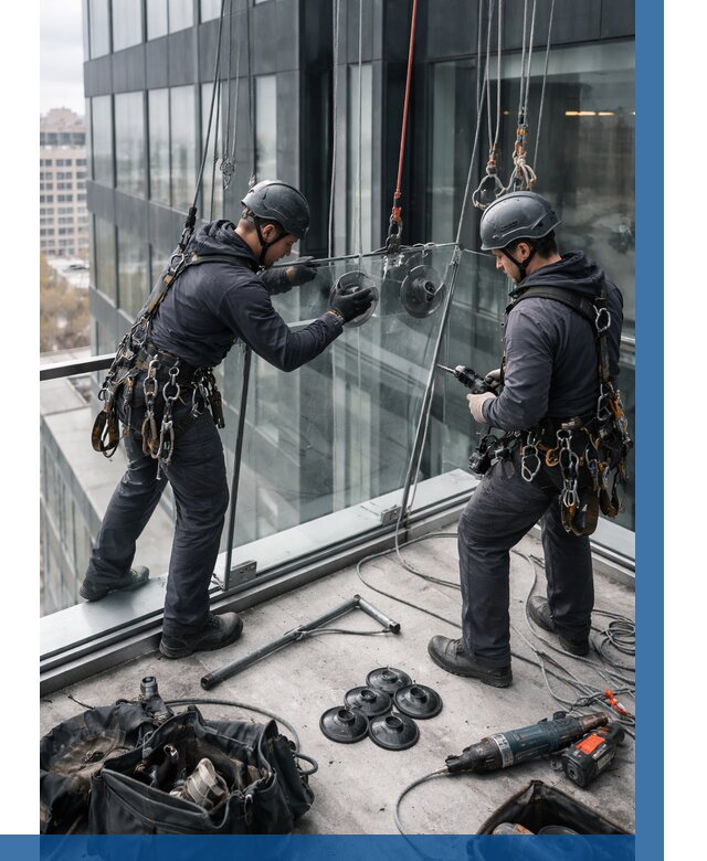 Монтаж стеклянных ограждений в Красноуфимске от 2539 р. | ВЫСОТНИК-Крф