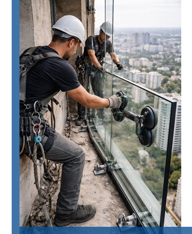 Монтаж стеклянных ограждений под ключ с гарантией в Красноуфимске