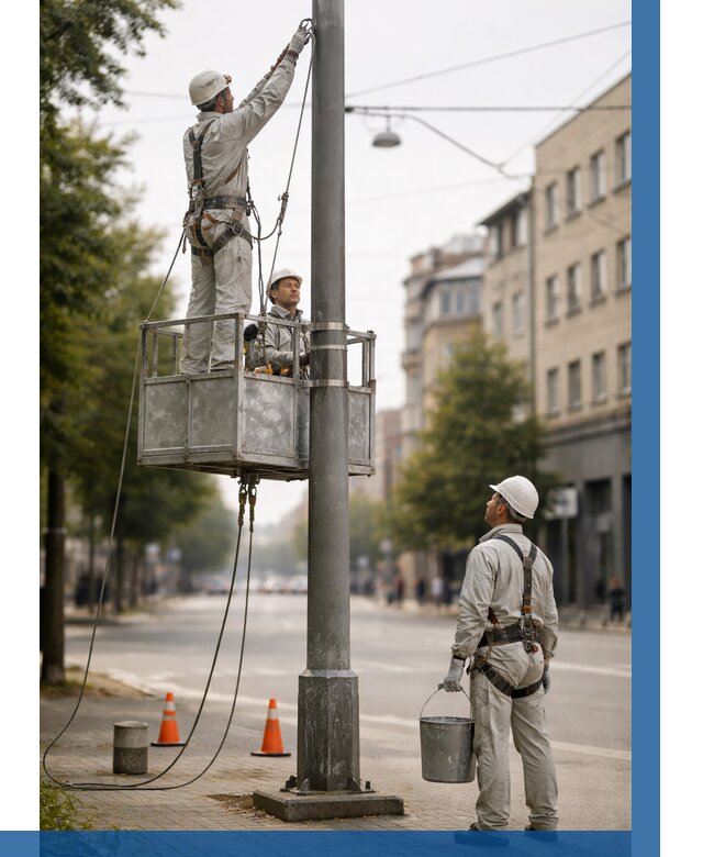 Покраска опор освещения в Красноуфимске от 5079 р. | ВЫСОТНИК-Крф