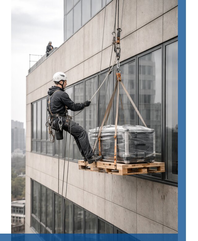 Спуск груза по фасаду в Красноуфимске от 3555 р. | ВЫСОТНИК-Крф