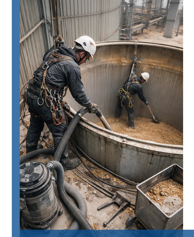 Профессиональная чистка зерновых бункеров в Красноуфимске с выездом