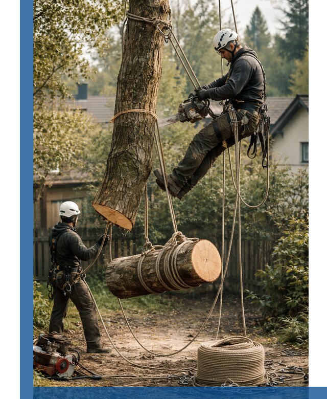 Валка деревьев частями в Красноуфимске, безопасно и аккуратно
