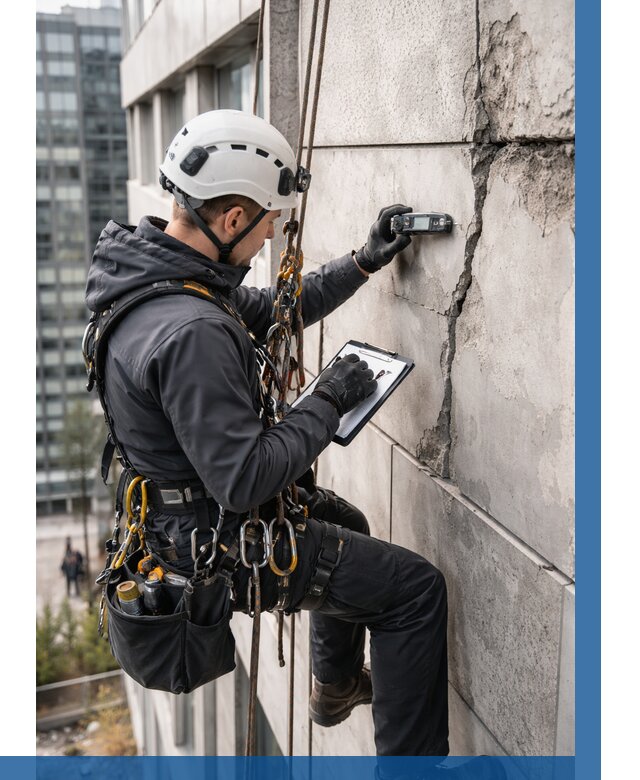 Обследование фасада альпинистами в Красноуфимске от 122 р. | ВЫСОТНИК-Крф