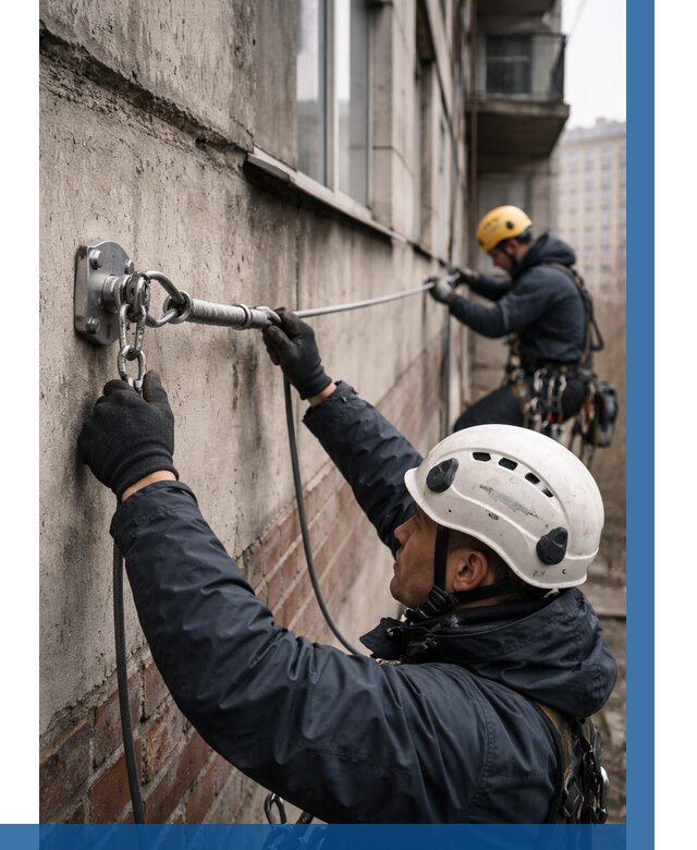 Монтаж анкерных линий в Красноуфимске от 3047 р. | ВЫСОТНИК-Крф